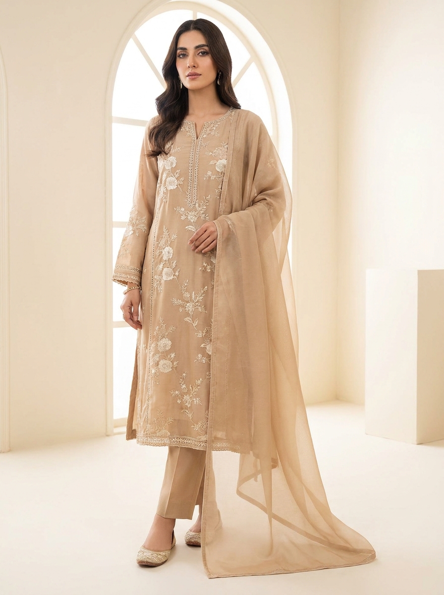 Floral Elegance Embroidered Lawn Suit